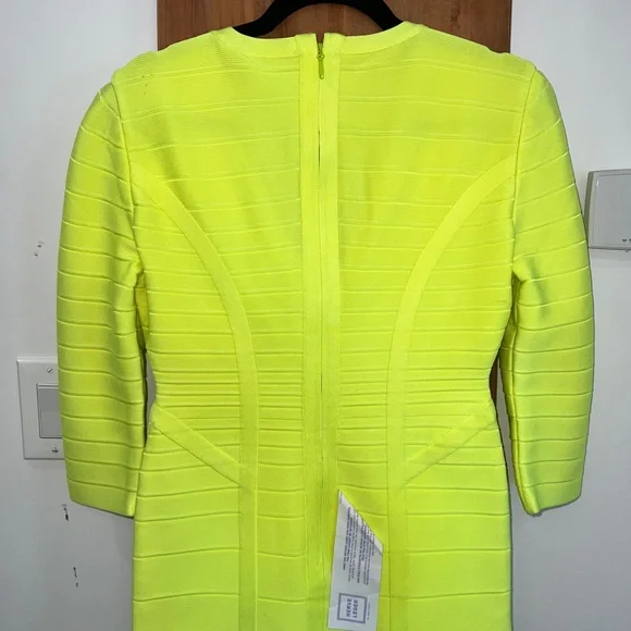 🆕 Hervé Leger Neon Yellow Nathalia Night Out Dress - Picture 8 of 12